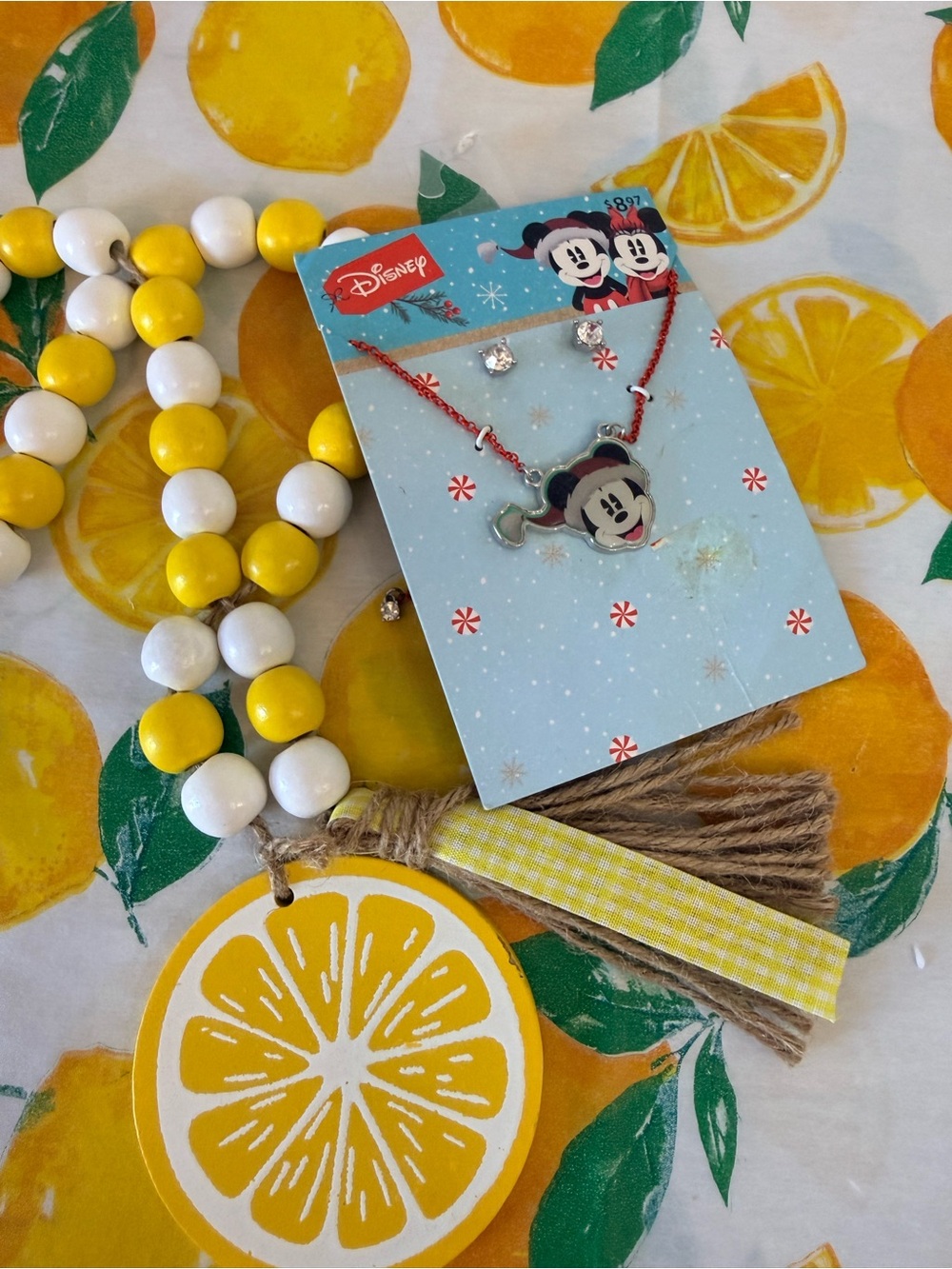 💫10/$25 • Disney Mickey Mouse Christmas Necklace & Earrings Set